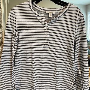 Long sleeve striped Henley shirt